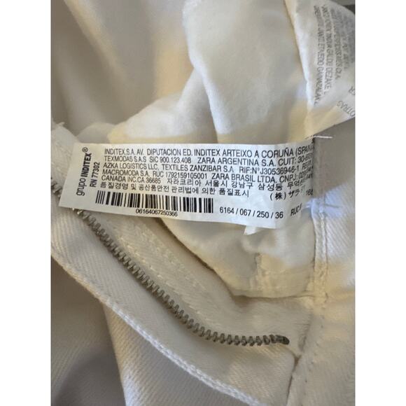 ZARA White Straight Leg Jeans Women’s Size 4 – Raw Frayed Hem – Made in Turkey - Picture 5 of 7